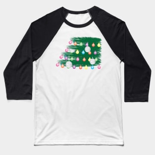 Green Leaves, Colorful Light Bunting and Silver Ornaments Baseball T-Shirt